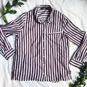 Zara | Maroon Striped Blouse | Size M